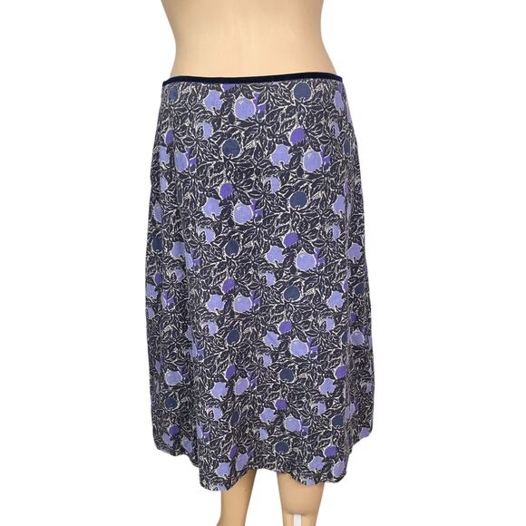 Seasalt Cornwall Blue Leaf Apple Print Corduroy A-line Midi Recital Skirt SZ 6 - Picture 7 of 10